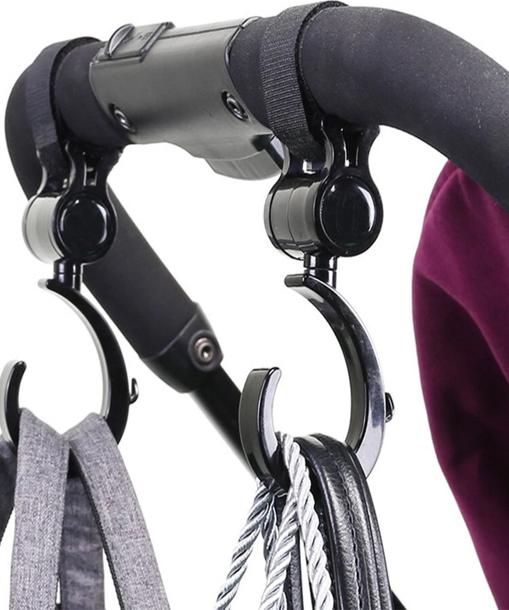 Kinderwagen Tassenhaak 2 Stuks - Boodschappenhaken - Tassenhanger - Babywagen Tassenhaak - Strollerhook - Buggy Haak - Bags Holder - Tassenclips - Rugzak Hanger - Verplaatsbare Hanger - Rolstoelhaak - Auto Hoofdsteun Haak - Image 2