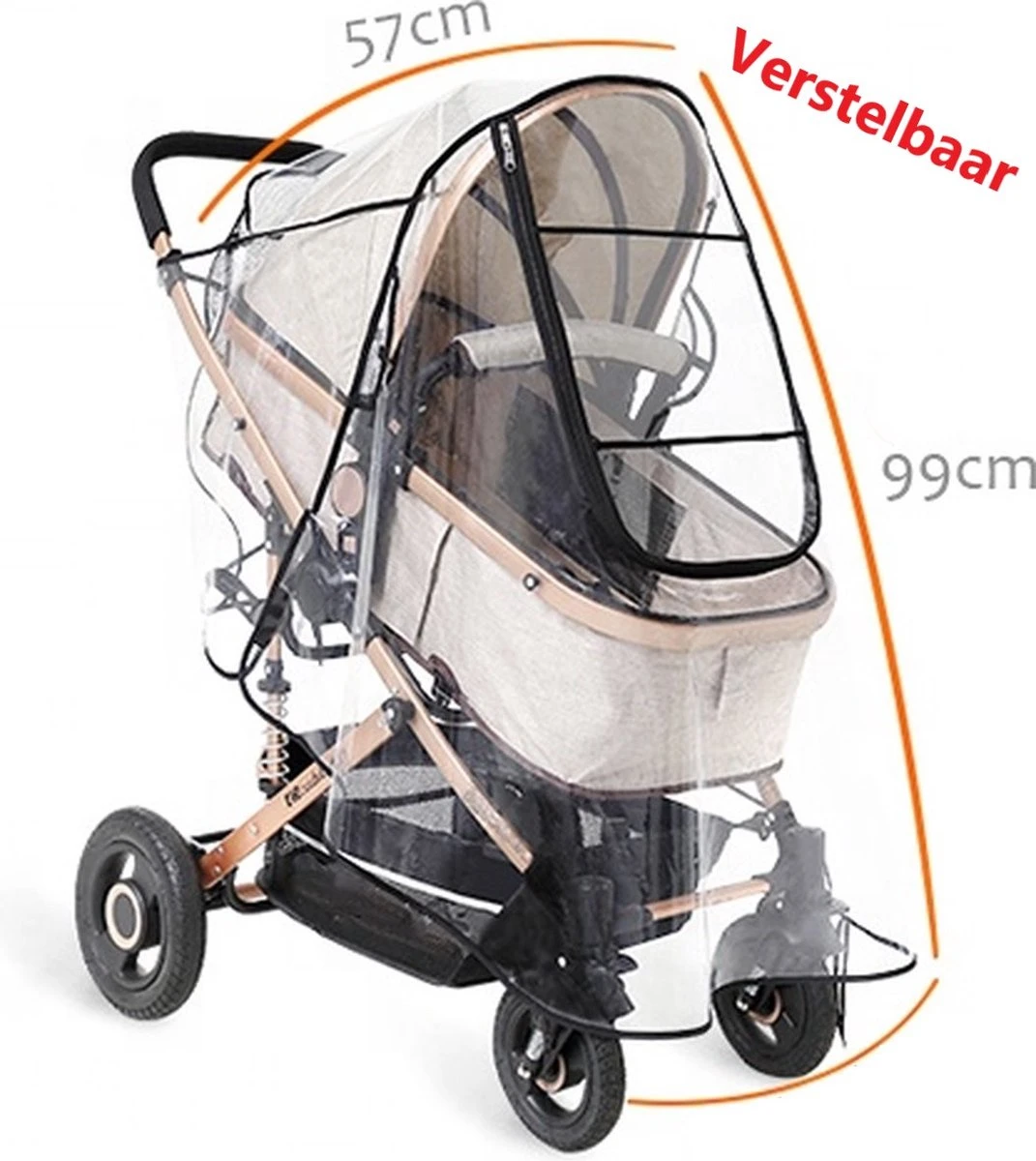 Achilles Universele Regenhoes Kinderwagen (2023 Model)– Buggy Hoes Universeel – Tegen Regen & Miezer - Image 5