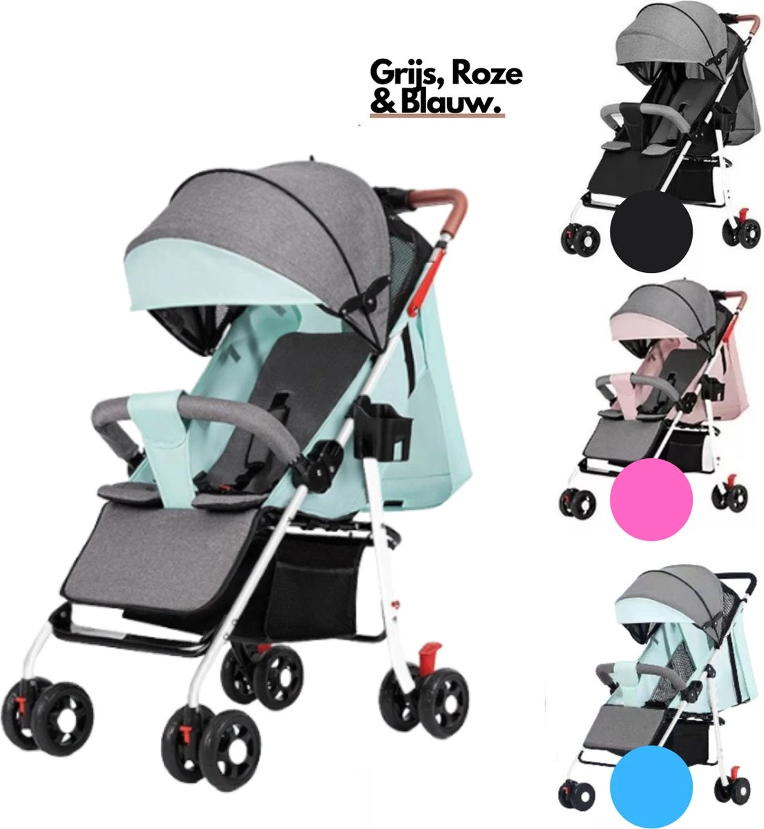 Child Supplies Buggy - Inklapbare Buggy - Baby Stroller - 3 In 1 - Kinderwagen - Blauw