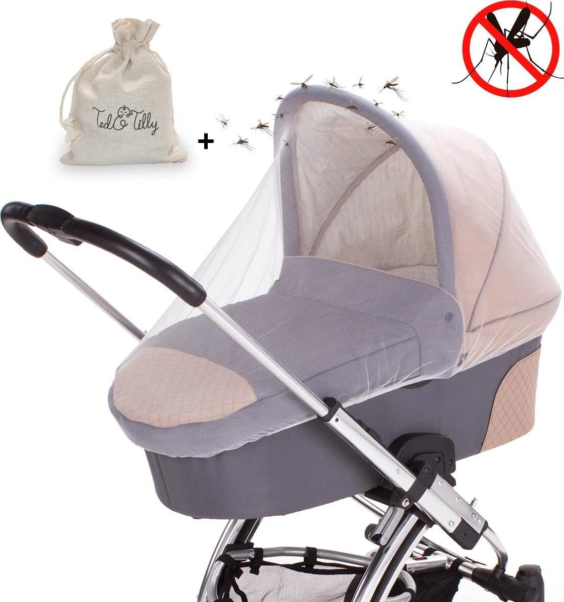 Universele Klamboe – Muggen- & Insectengaas Babybed – Muskieten En Muggennet – Voor Ledikant Kinderwagen Campingbedje – Wit - Image 3