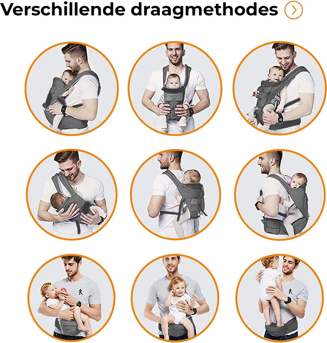 Deryan Pack Luxe Ergonomische Draagzak Babydrager + Opbergvakjes Grijs - Image 11