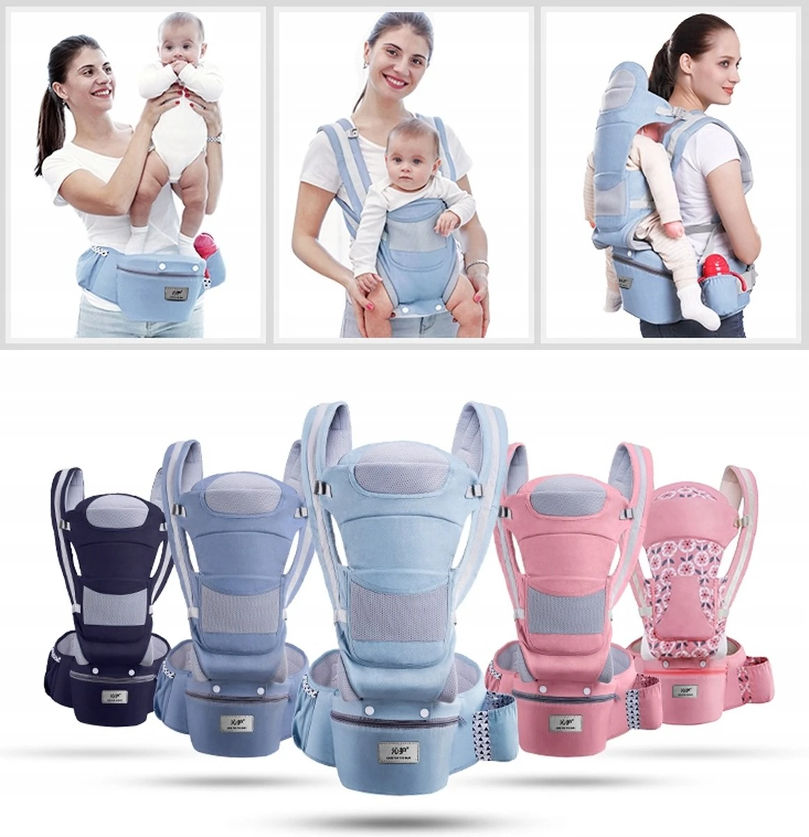 Merkloos Ergonomische Babydraagzak - 15 In 1 - Donkerblauw - 0 Tot 48 Maanden - Babydrager -Buikdrager En Rugdrager - Baby Draagzak - Ergonomisch - Heupdrager - Image 10