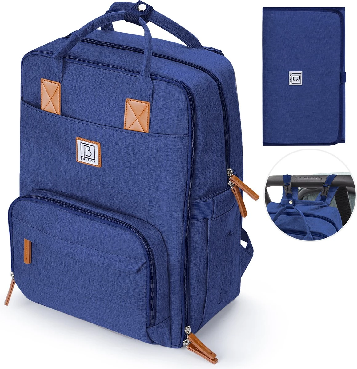 Brisby Slijtvaste Luiertas – Verzorgingstas – Met Buggymontage - Blauw