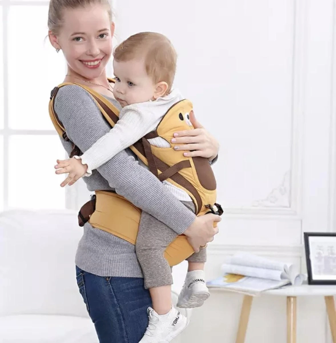 Baby Draagzak - Buik/Rug Babydrager Met Zacht Zitje (0-36 Maanden) - Bruine Beer - Image 8