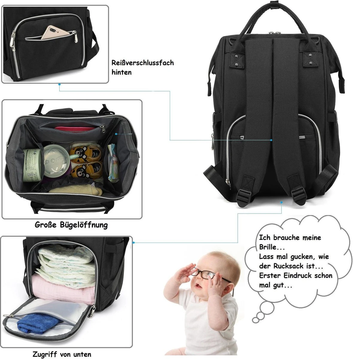 Massi Miliano Luiertas Unisex Zwart (M-22003-6) - Image 5