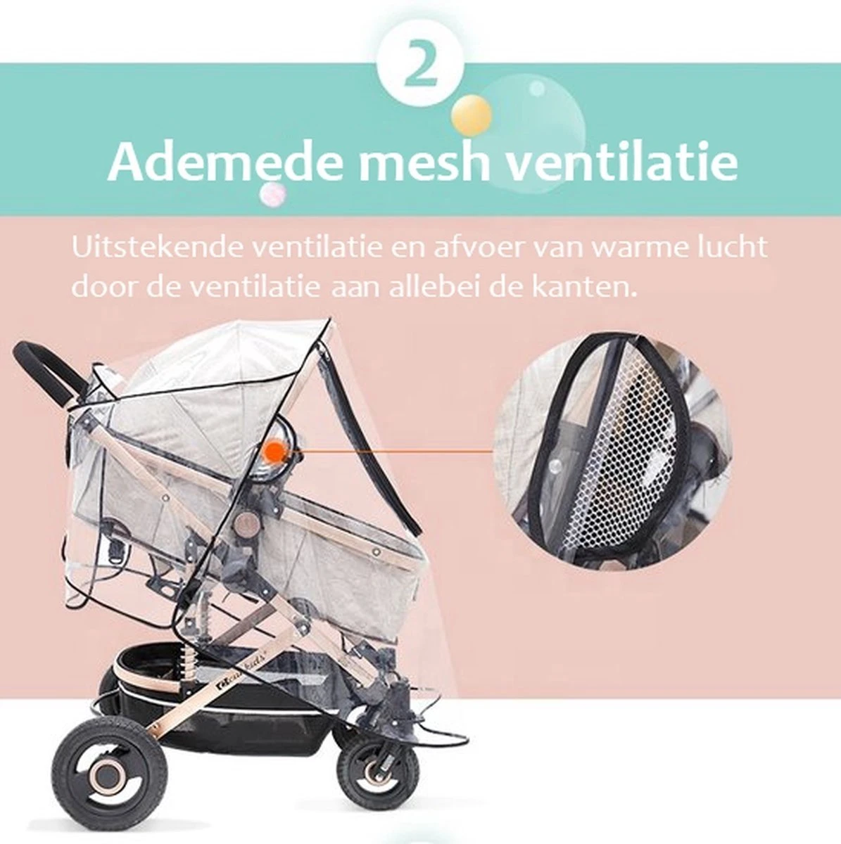 Achilles Universele Regenhoes Kinderwagen (2023 Model)– Buggy Hoes Universeel – Tegen Regen & Miezer - Image 2