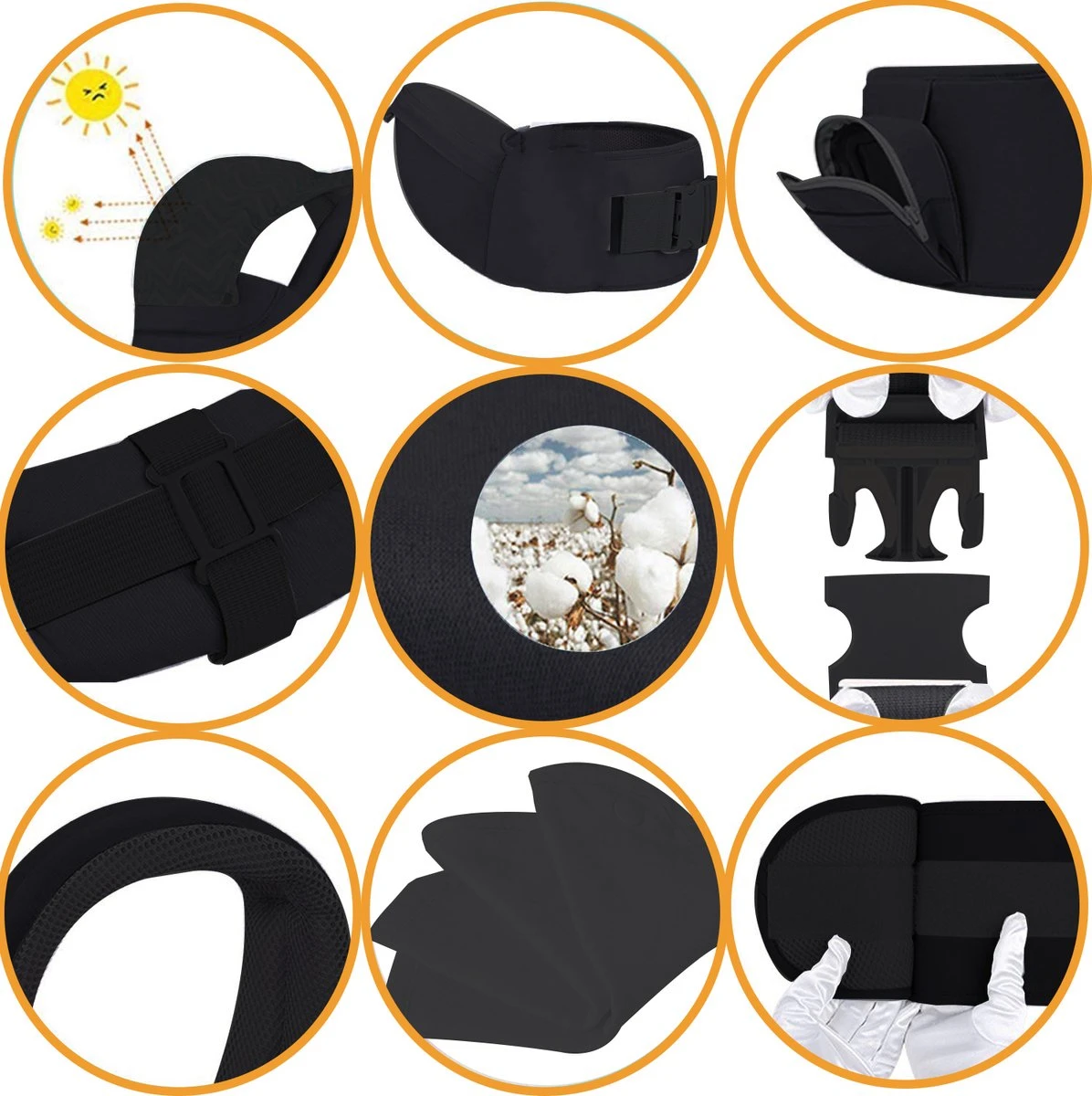 Deryan Pack Luxe Ergonomische Draagzak - Babydrager + Opbergvakjes - Zwart - Image 13