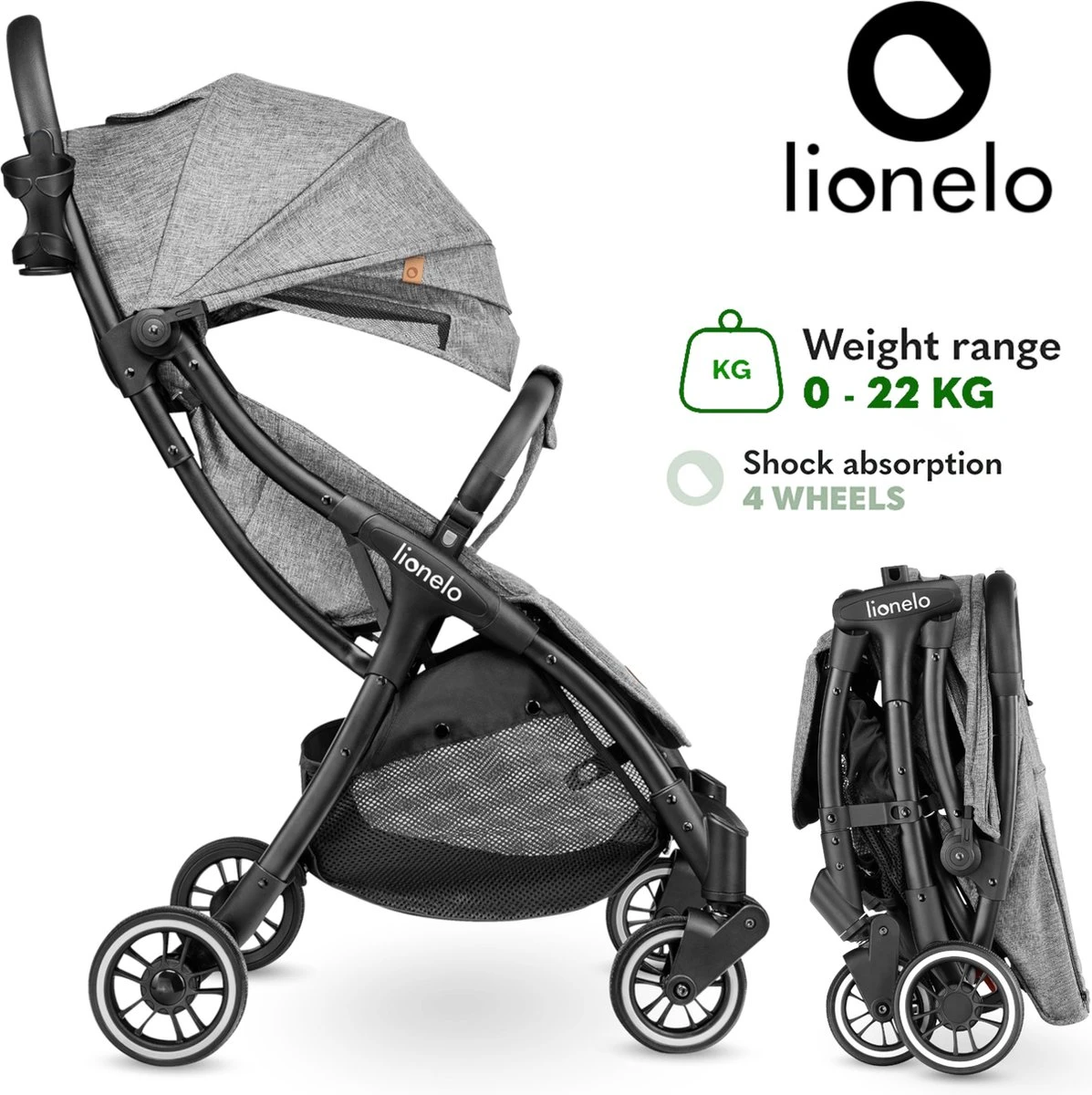 Lionelo Buggy Julie One - Kinderwagen Premium - Automatisch Opvouwen - Wandelwagen Tot 22 Kg - Comfortabele Zitje - Afbeelding 15