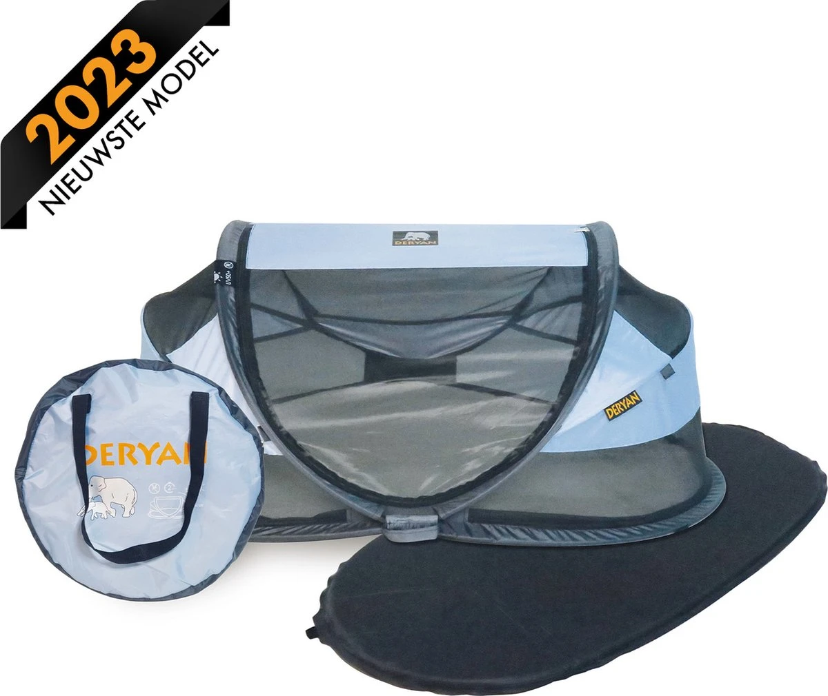 Deryan Baby Luxe Campingbedje – Inclusief Zelfopblaasbare Matras - Blue