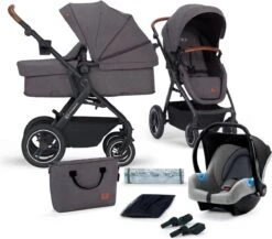 Kinderkraft B-Tour Ash Grey 3-in-1 Combi Kinderwagen Incl. Autostoel KSBTOU00DGR3000