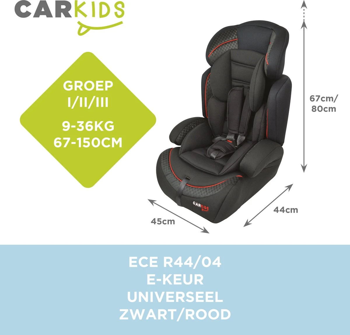 Carkids Verstelbaar Kinderautostoeltje Zwart En Rood | Kinderautostoel Groep 1-2-3 | Kinderen Van 9 Maanden-12 Jaar | 9-36 Kg - Image 6