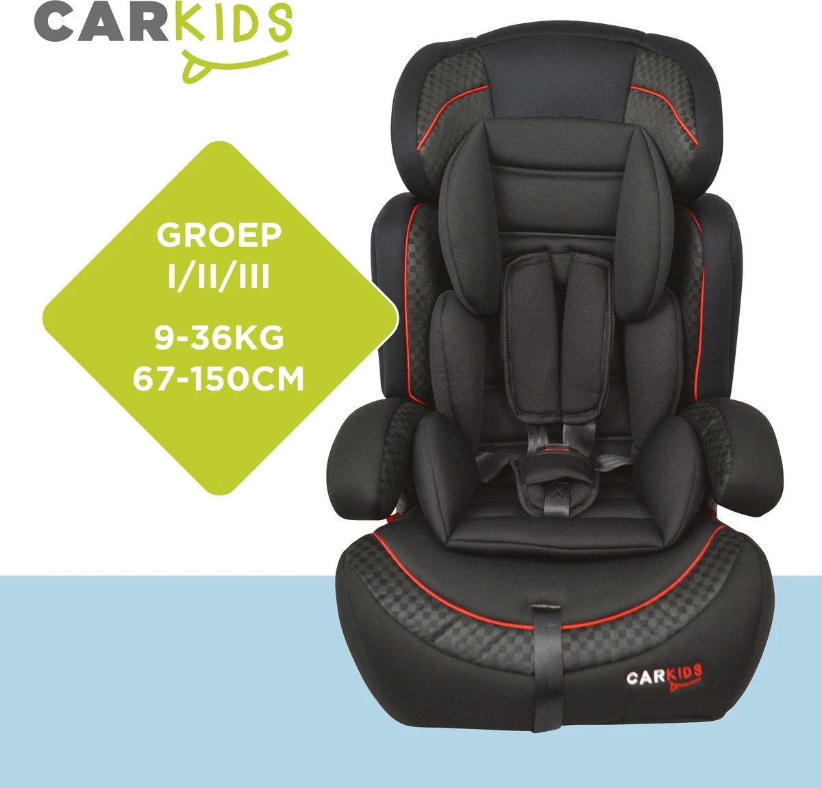 Carkids Verstelbaar Kinderautostoeltje Zwart En Rood | Kinderautostoel Groep 1-2-3 | Kinderen Van 9 Maanden-12 Jaar | 9-36 Kg - Image 7