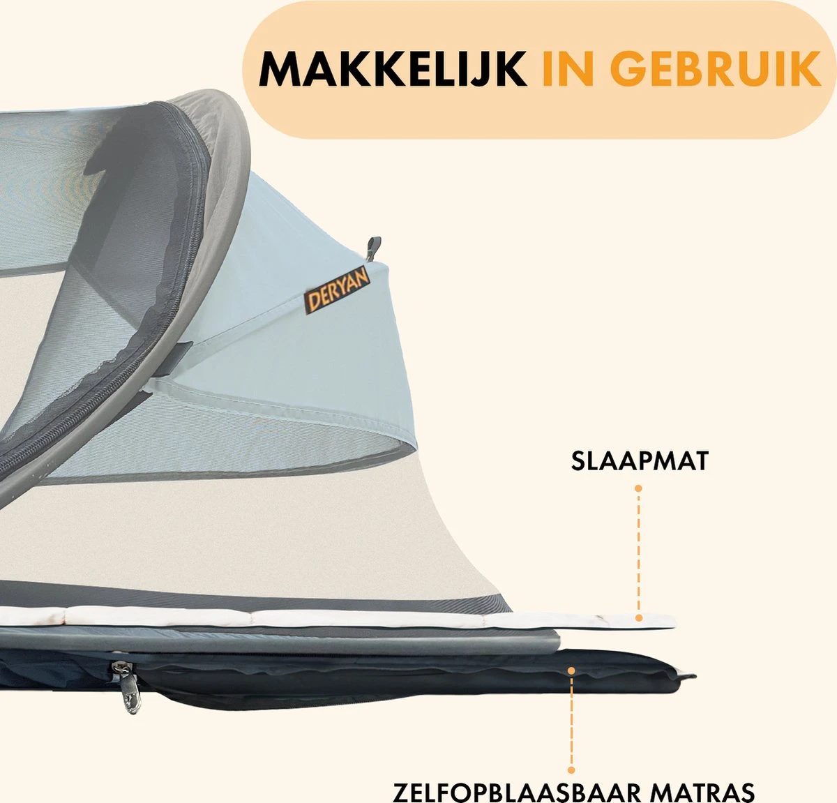 Deryan Baby Luxe Campingbedje – Inclusief Zelfopblaasbare Matras - Blue - Image 5