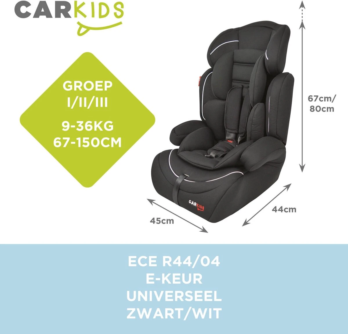 Carkids Verstelbaar Kinderautostoeltje Zwart En Wit | Kinderautostoel Groep 1-2-3 | Kinderen Van 9 Maanden-12 Jaar | 9-36 Kg - Image 5
