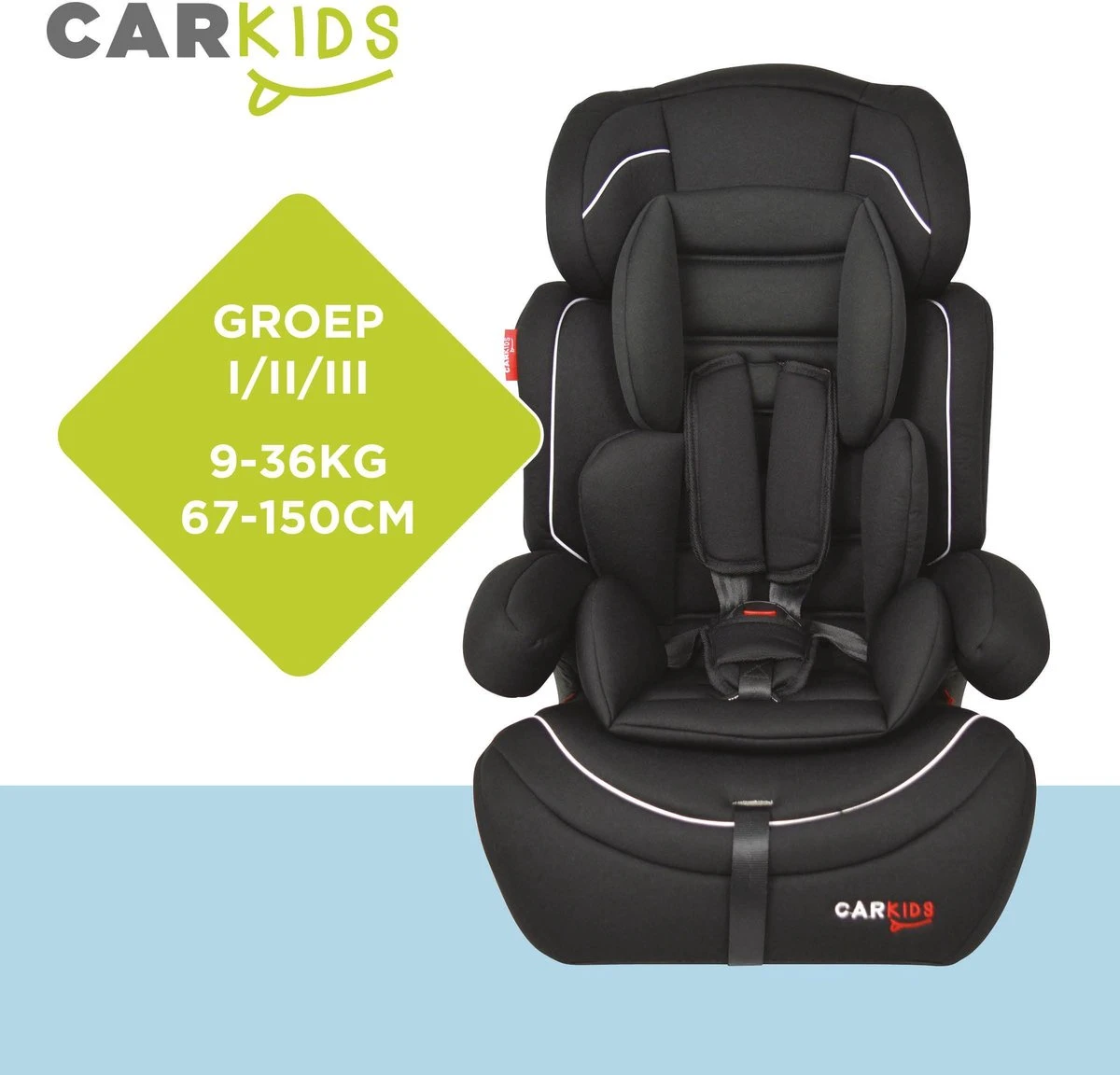 Carkids Verstelbaar Kinderautostoeltje Zwart En Wit | Kinderautostoel Groep 1-2-3 | Kinderen Van 9 Maanden-12 Jaar | 9-36 Kg - Image 6