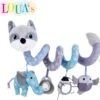 Louas Boxspiraal Vosje Grijs - Grijpspeelgoed - Speelboog Baby - Baby Spiraal - Wagenspanner - Kinderwagen Knuffels - Boxspiraal Baby - Autostoelspeeltje - Maxi Cosi Speeltje - Box Spiraal Baby