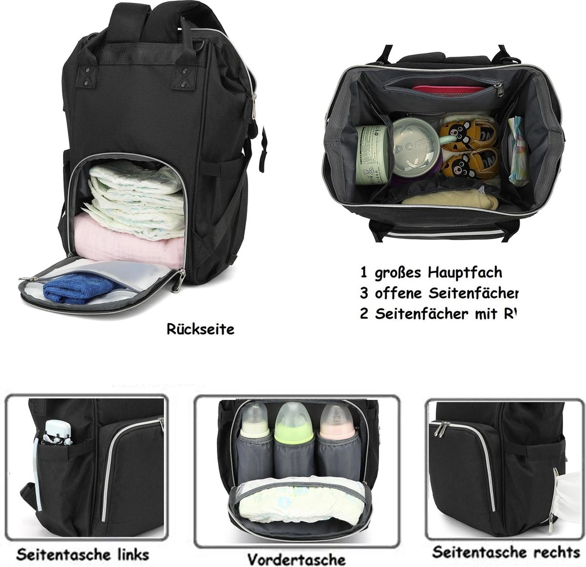 Massi Miliano Luiertas Unisex Zwart (M-22003-6) - Image 2