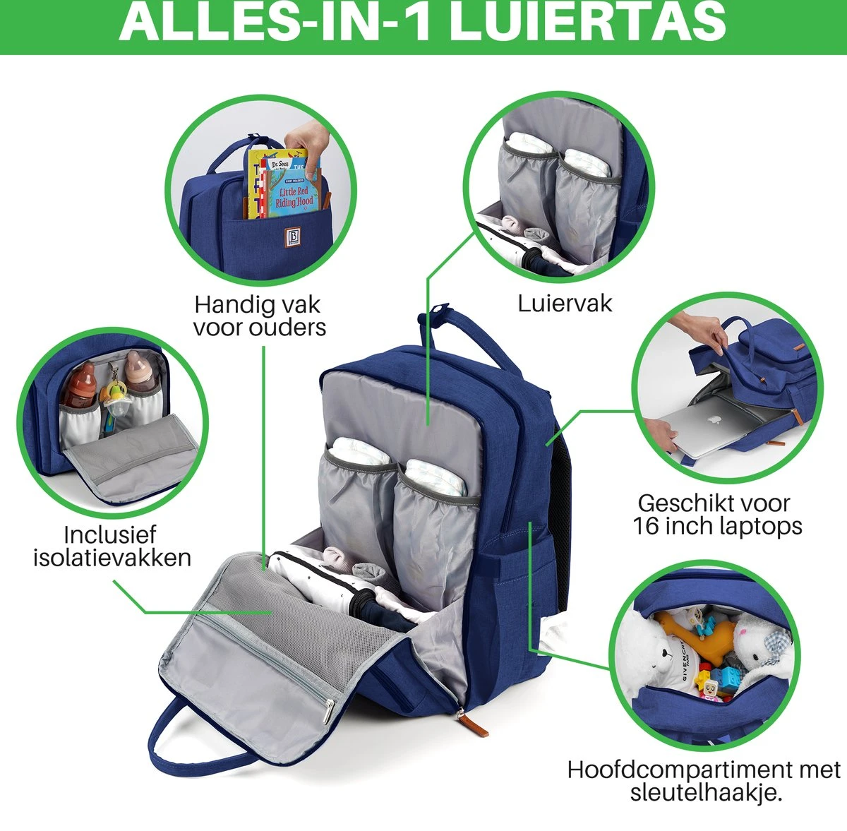 Brisby Slijtvaste Luiertas – Verzorgingstas – Met Buggymontage - Blauw - Image 6