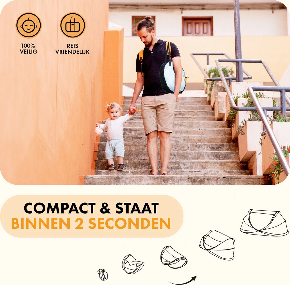 Deryan Baby Luxe Campingbedje – Inclusief Zelfopblaasbare Matras - Blue - Image 3