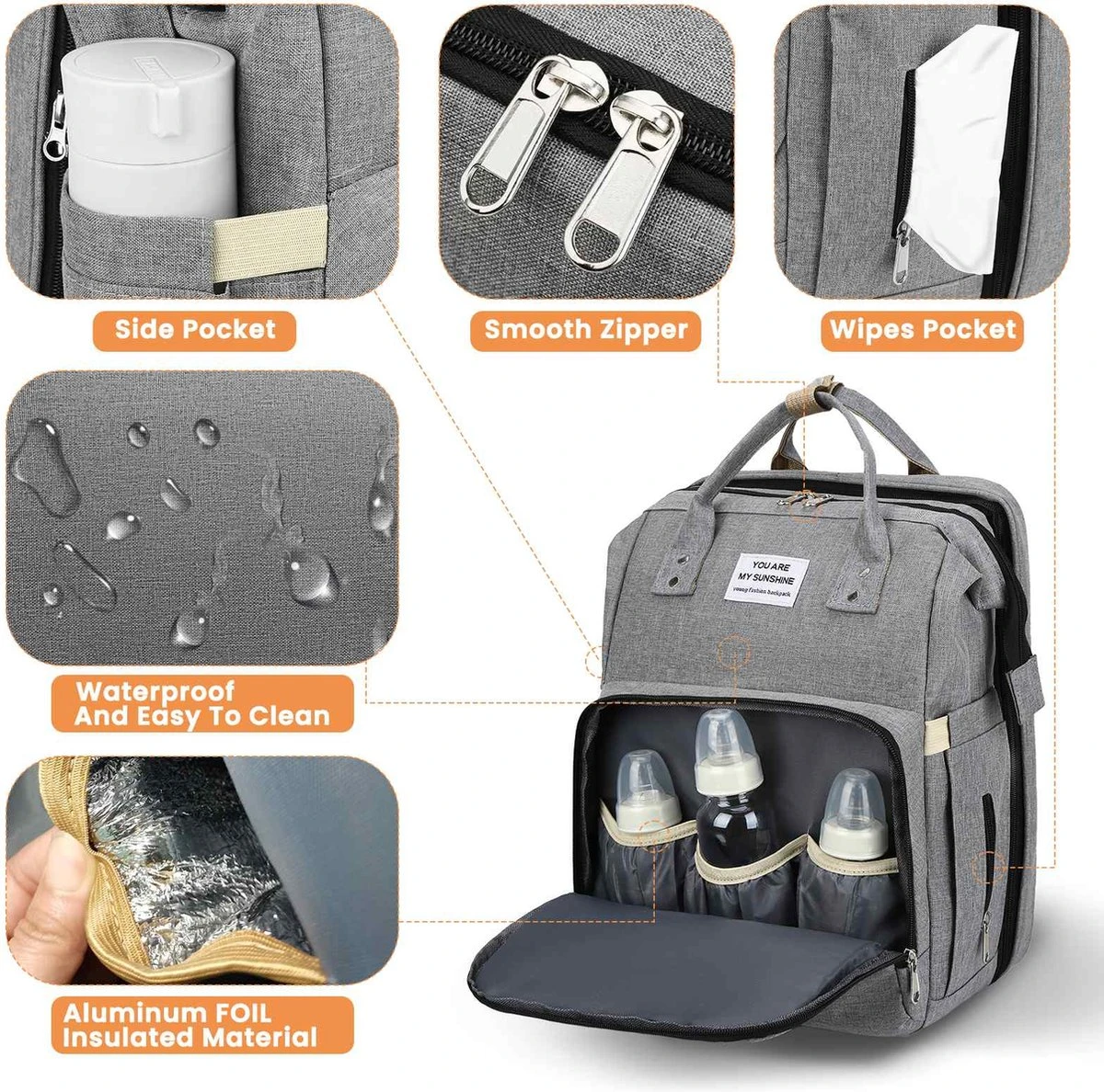 Product Plaza - Luier- En Verzorgingstas - Baby Rug Tas Met Bed - Reis Rugzak - Grote Capaciteit - Jongens En Meisjes - Grijs - Luier Tas - Verzorgingstas Baby - Uitschuifbaar Verschoon/ Slaap Bedje – Multifunctionele Rugzak 0-1 Jaar – - Image 4