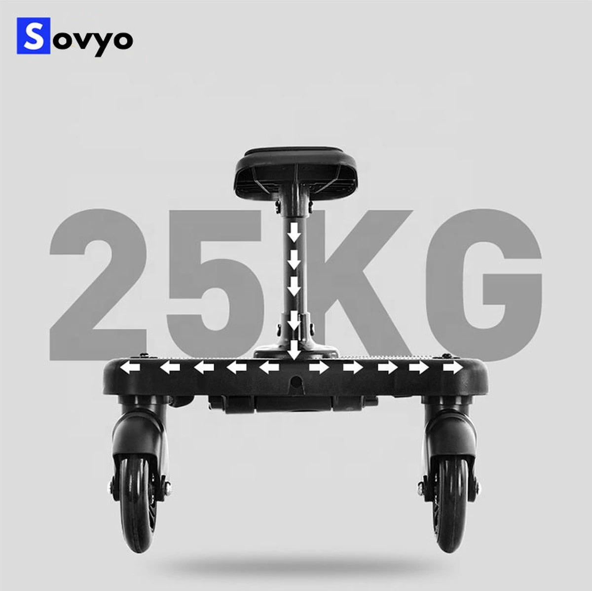 Merkloos Meerijdplankje Universeel Buggy/Kinderwagen - Kinderwagen Accessoire Met Afneembaar Zitje Van Hoogwaardige Kwaliteit - Verstelbaar Meerijdplankje - Image 10