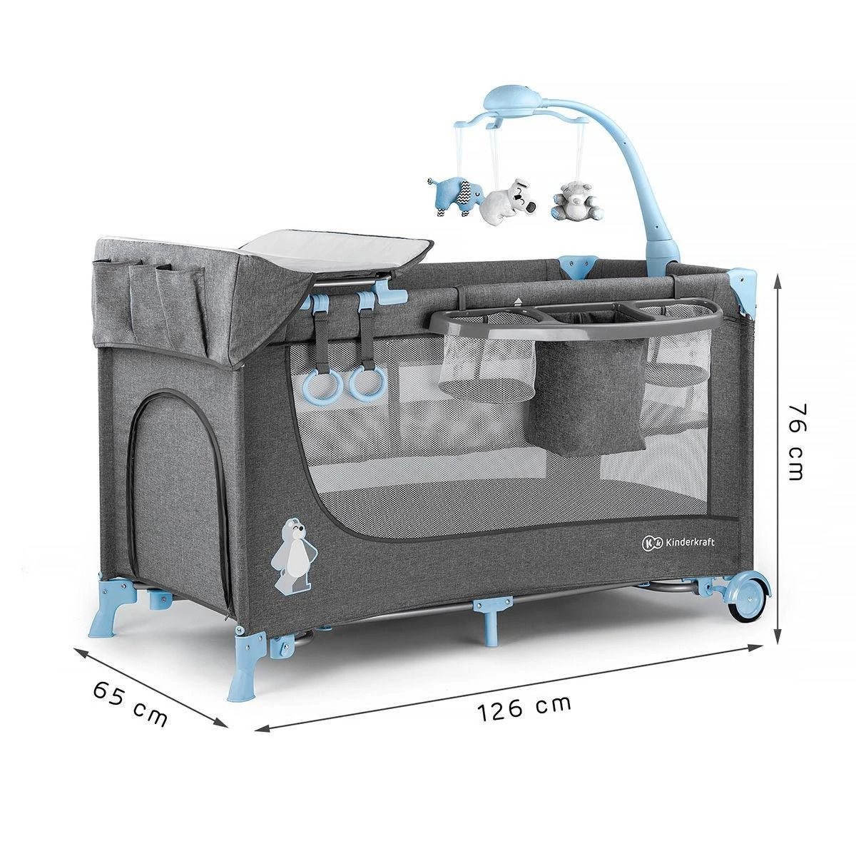 Kinderkraft Joy Luxe - Campingbed Met Schommelfunctie Blauw - Image 10