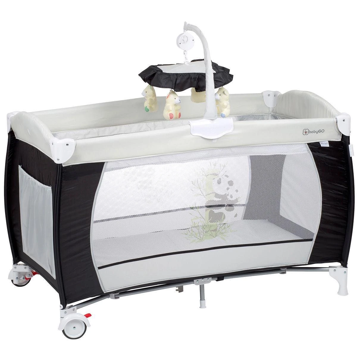 Campingbed BabyGO Sleeper DeLuxe Zwart (incl. Bodemverhoger) - Image 3