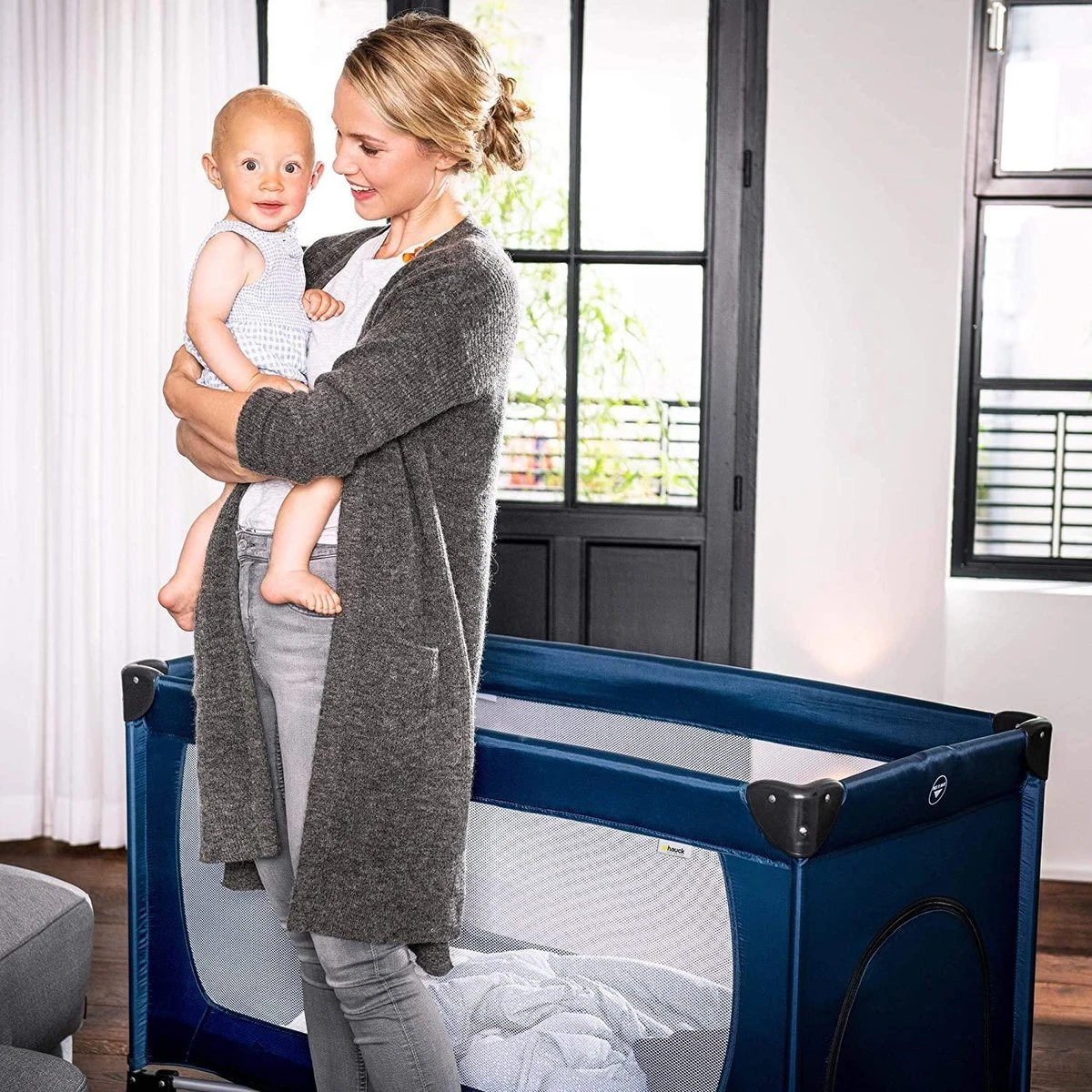 Hauck Dream N Play Plus Campingbedje Set - Met Matras En Muggennet - Navy - Image 6