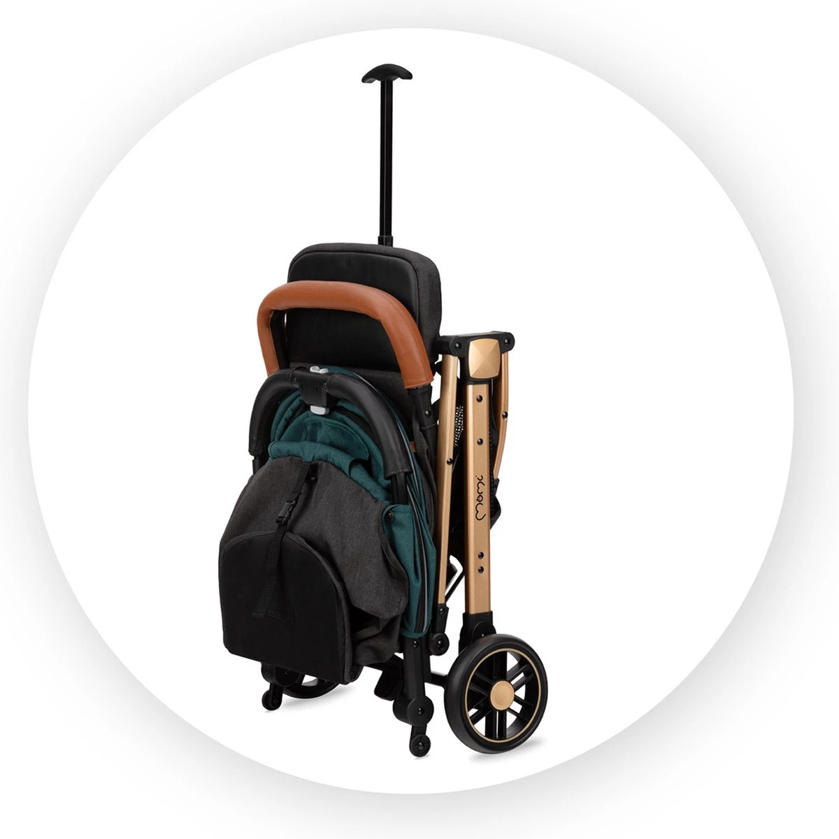 MoMi Wandelwagen - Compacte Lichtgewicht Buggy - Estelle - Green-Gold (geschikt Van 6mnd - 15kg) - Image 11