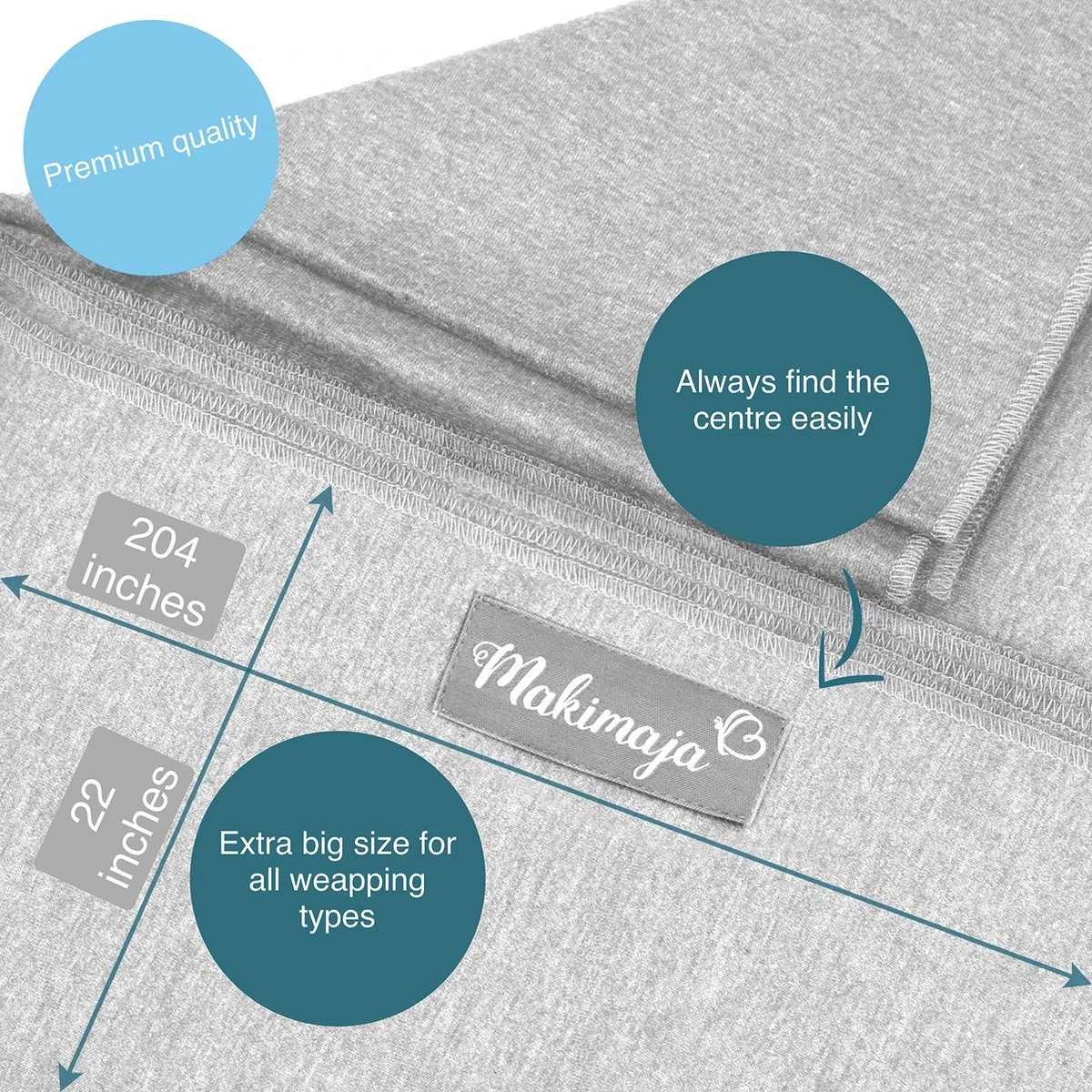 Makimaja Baby Sling - Licht Grijs - Hoge Kwaliteit 100% Natuurlijk Katoen Baby Sling - Baby Sling Pasgeborenen En Baby's Tot 15 Kg - Plus Inclusief: Baby Slabbetje - Image 5