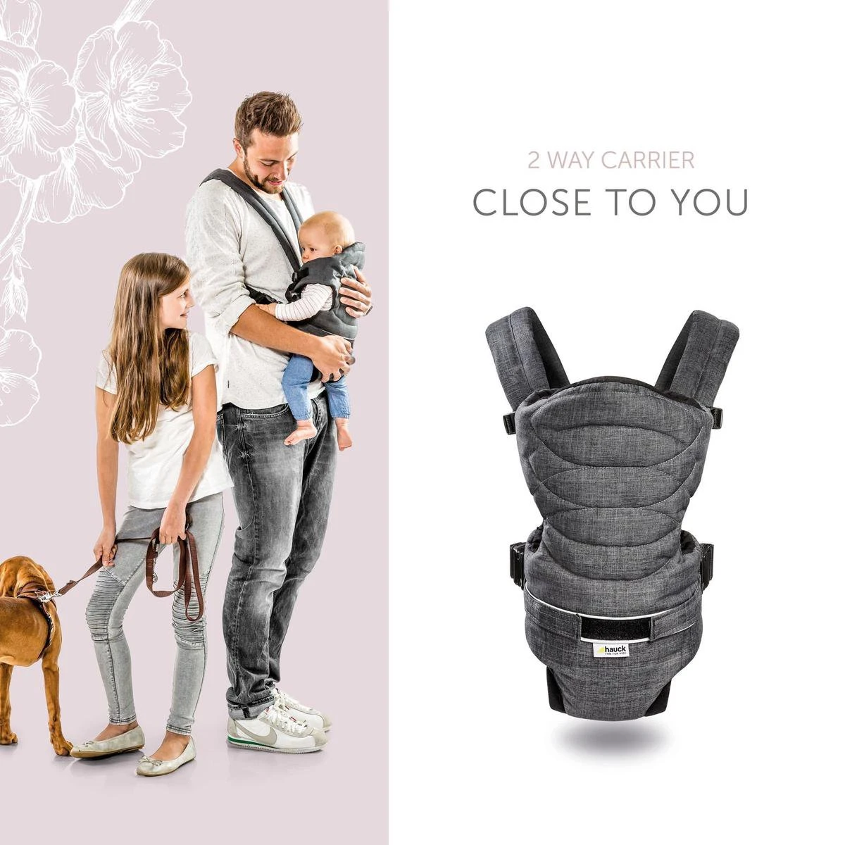 Hauck 2 Way Carrier Draagzak - Buikdrager - Melange Charcoal - Image 8