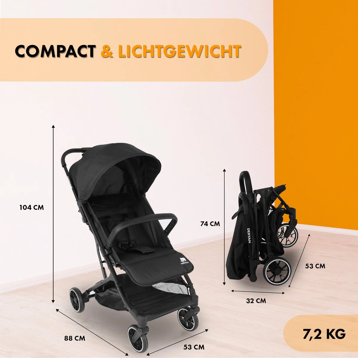Deryan Rolo Luxe Lichtgewicht Buggy - Zwart - Image 7