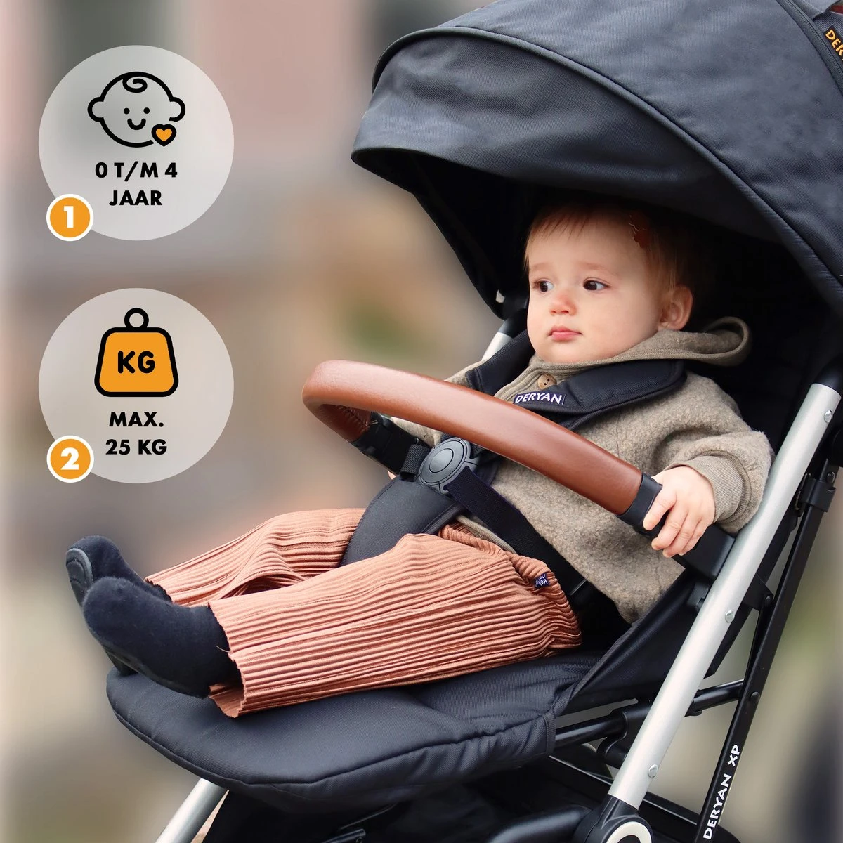 Deryan Luxe XP Buggy XL - Compact Lichtgewicht - Zwart - Aluminium Frame - Image 3