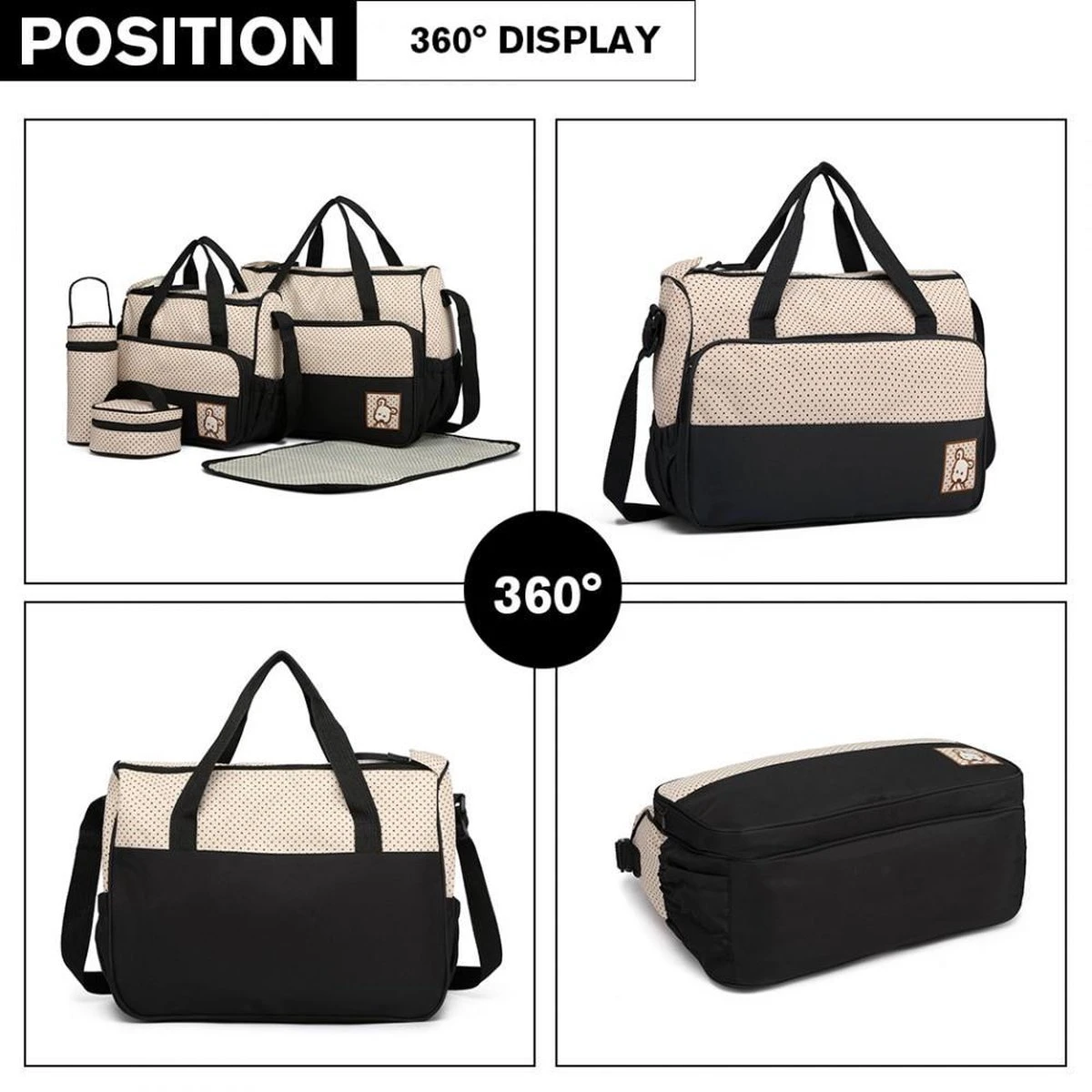 Miss Lulu Luier- En Verzorgingstas - 5 Set - Zwart (9026 BK) - Image 4