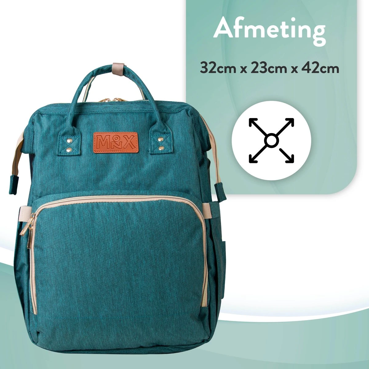 Luiertas Rugzak - Monx Luiertas Verzorgingstas Met Uitklapbaar Babybedje - Overzichtelijke Luierrugzak Extra Buggy En Kinderwagen Haken Inclusief Geïsoleerde Flessenhouder - Groen - Image 2