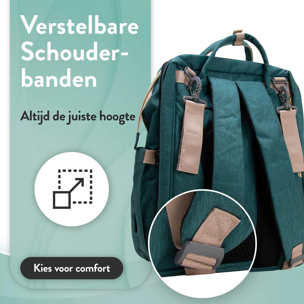 Luiertas Rugzak - Monx Luiertas Verzorgingstas Met Uitklapbaar Babybedje - Overzichtelijke Luierrugzak Extra Buggy En Kinderwagen Haken Inclusief Geïsoleerde Flessenhouder - Groen - Image 4