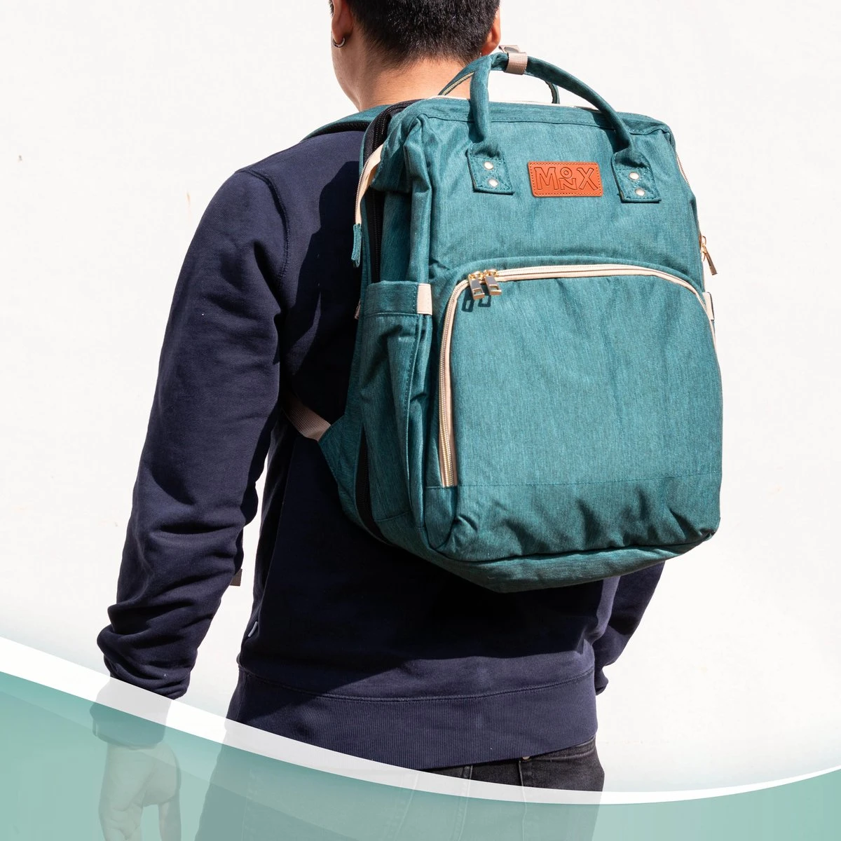 Luiertas Rugzak - Monx Luiertas Verzorgingstas Met Uitklapbaar Babybedje - Overzichtelijke Luierrugzak Extra Buggy En Kinderwagen Haken Inclusief Geïsoleerde Flessenhouder - Groen - Image 7