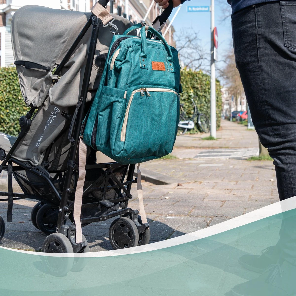 Luiertas Rugzak - Monx Luiertas Verzorgingstas Met Uitklapbaar Babybedje - Overzichtelijke Luierrugzak Extra Buggy En Kinderwagen Haken Inclusief Geïsoleerde Flessenhouder - Groen - Image 8