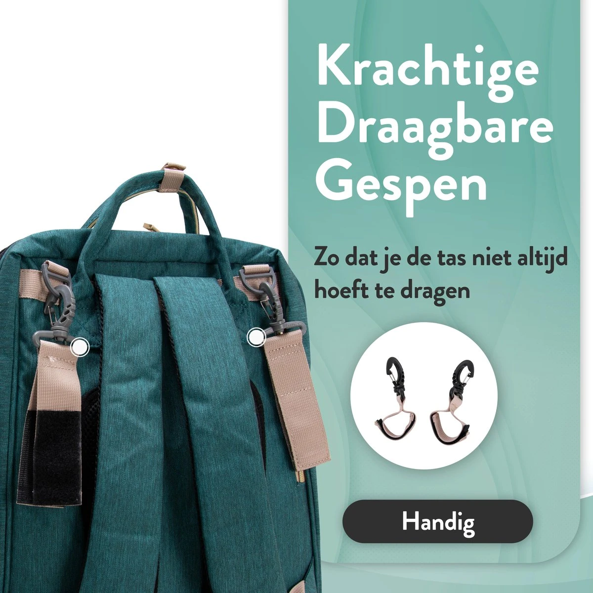 Luiertas Rugzak - Monx Luiertas Verzorgingstas Met Uitklapbaar Babybedje - Overzichtelijke Luierrugzak Extra Buggy En Kinderwagen Haken Inclusief Geïsoleerde Flessenhouder - Groen - Image 11