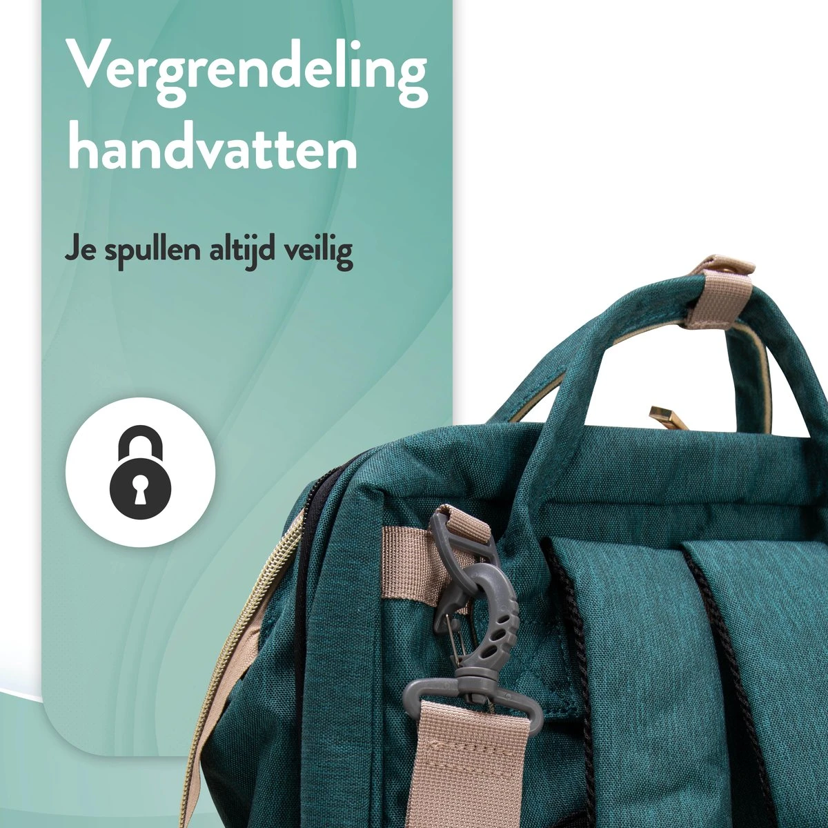 Luiertas Rugzak - Monx Luiertas Verzorgingstas Met Uitklapbaar Babybedje - Overzichtelijke Luierrugzak Extra Buggy En Kinderwagen Haken Inclusief Geïsoleerde Flessenhouder - Groen - Image 13