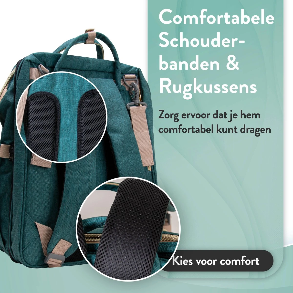 Luiertas Rugzak - Monx Luiertas Verzorgingstas Met Uitklapbaar Babybedje - Overzichtelijke Luierrugzak Extra Buggy En Kinderwagen Haken Inclusief Geïsoleerde Flessenhouder - Groen - Image 16
