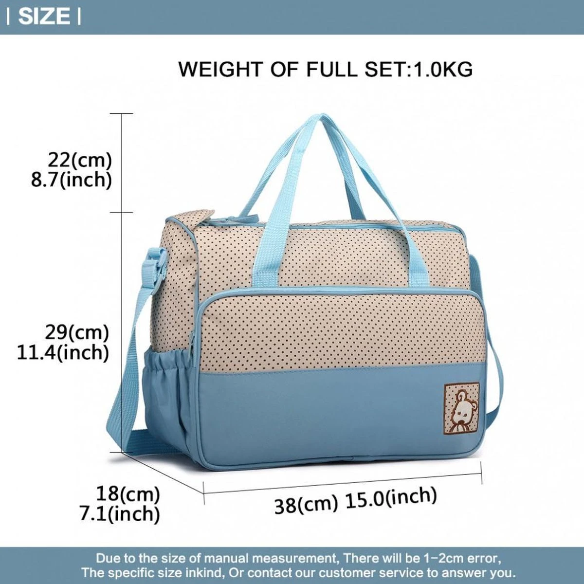 Miss Lulu Luiertas - 5-delige Verzorgingstas Set - Lichtblauw (9026 BE) - Image 4