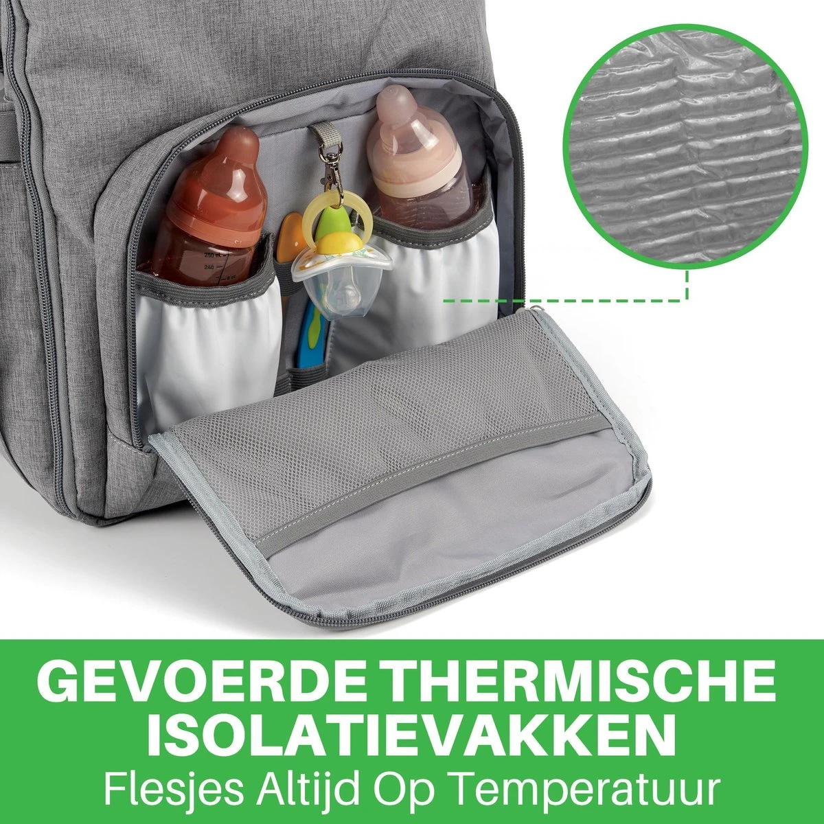 Brisby Slijtvaste Luiertas – Verzorgingstas – Met Buggymontage - Lichtgrijs - Image 8