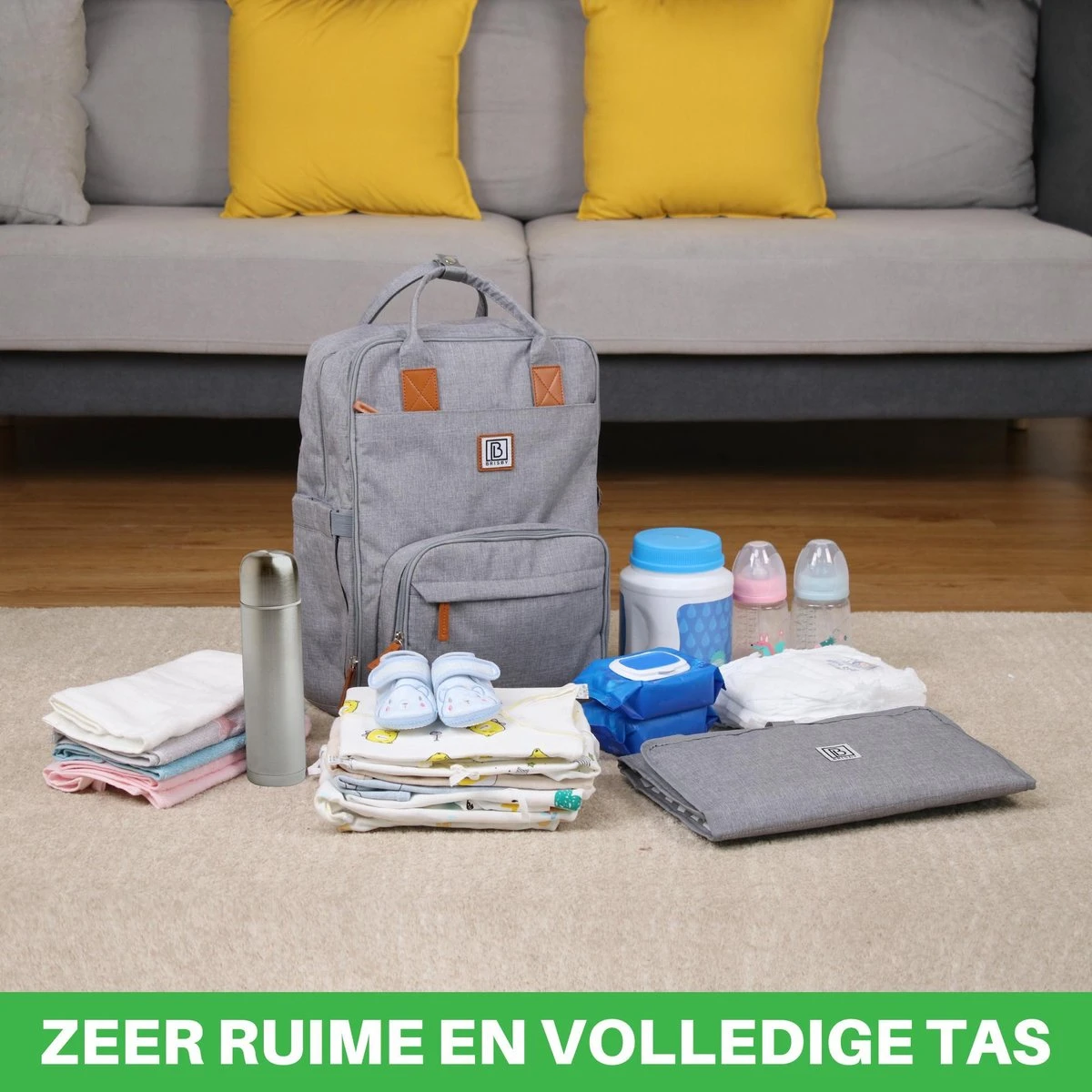 Brisby Slijtvaste Luiertas – Verzorgingstas – Met Buggymontage - Lichtgrijs - Image 10