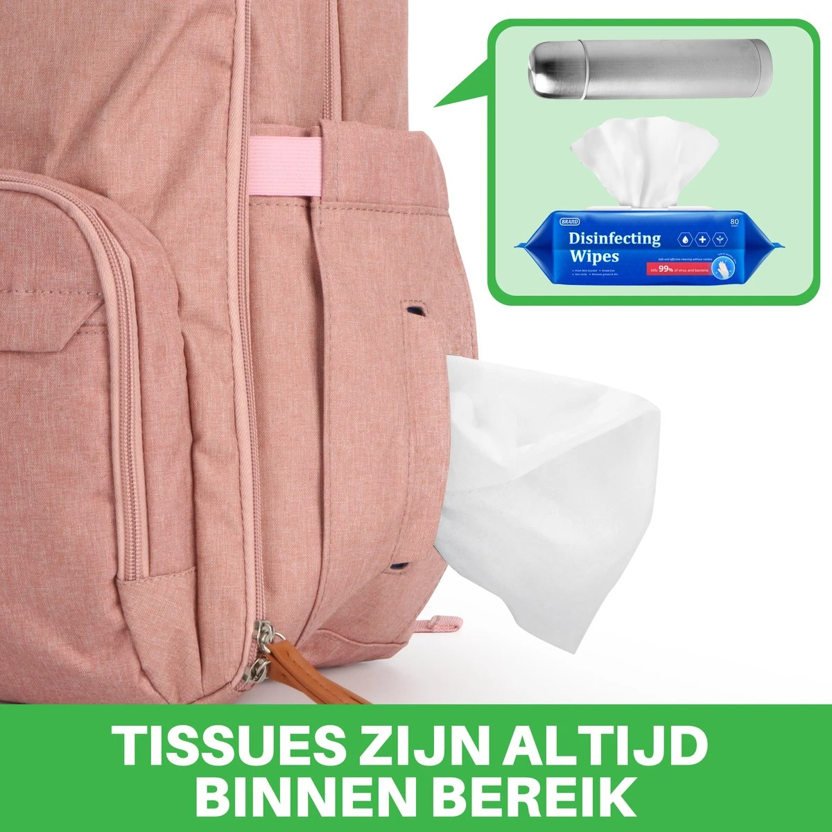 Brisby Slijtvaste Luiertas – Verzorgingstas – Met Buggymontage - Roze - Image 6