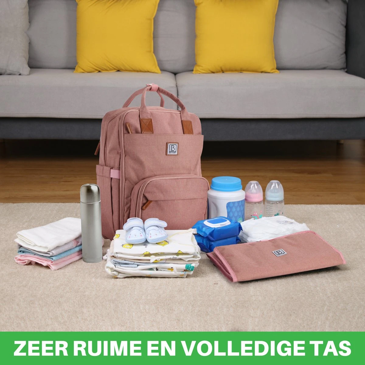 Brisby Slijtvaste Luiertas – Verzorgingstas – Met Buggymontage - Roze - Image 9