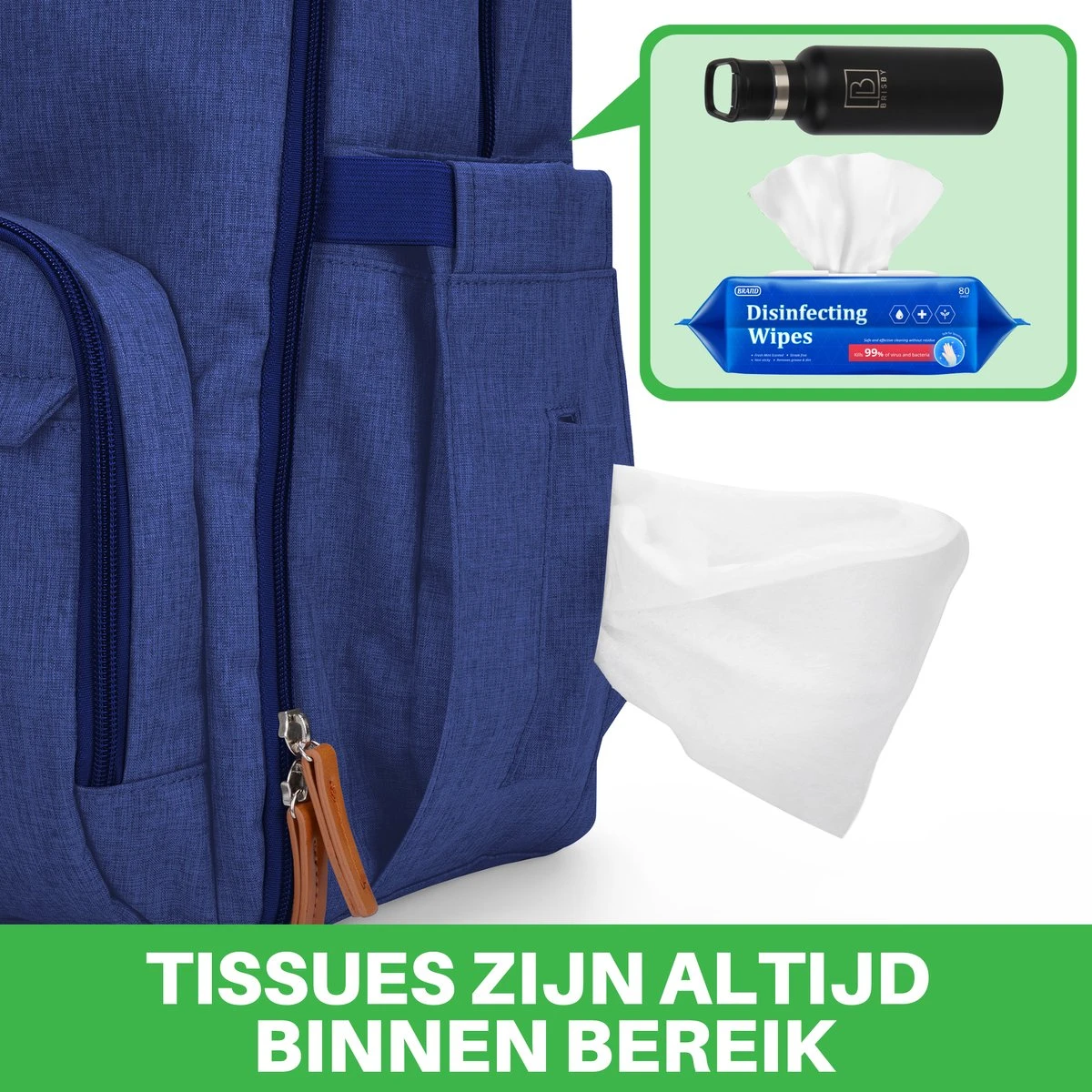 Brisby Slijtvaste Luiertas – Verzorgingstas – Met Buggymontage - Blauw - Image 3