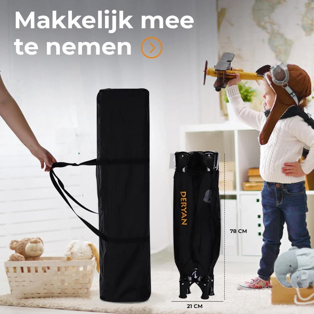 Deryan Kinderbox - Inklapbare Box - 100x100cm - Zwart - Image 7