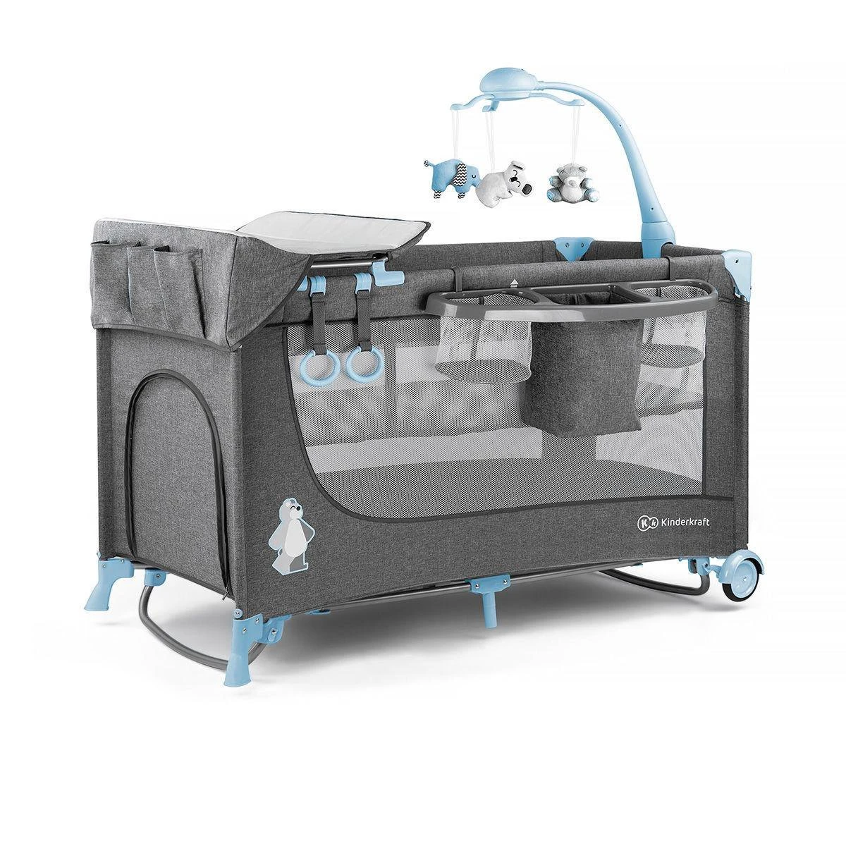 Kinderkraft Joy Luxe - Campingbed Met Schommelfunctie Blauw - Image 5