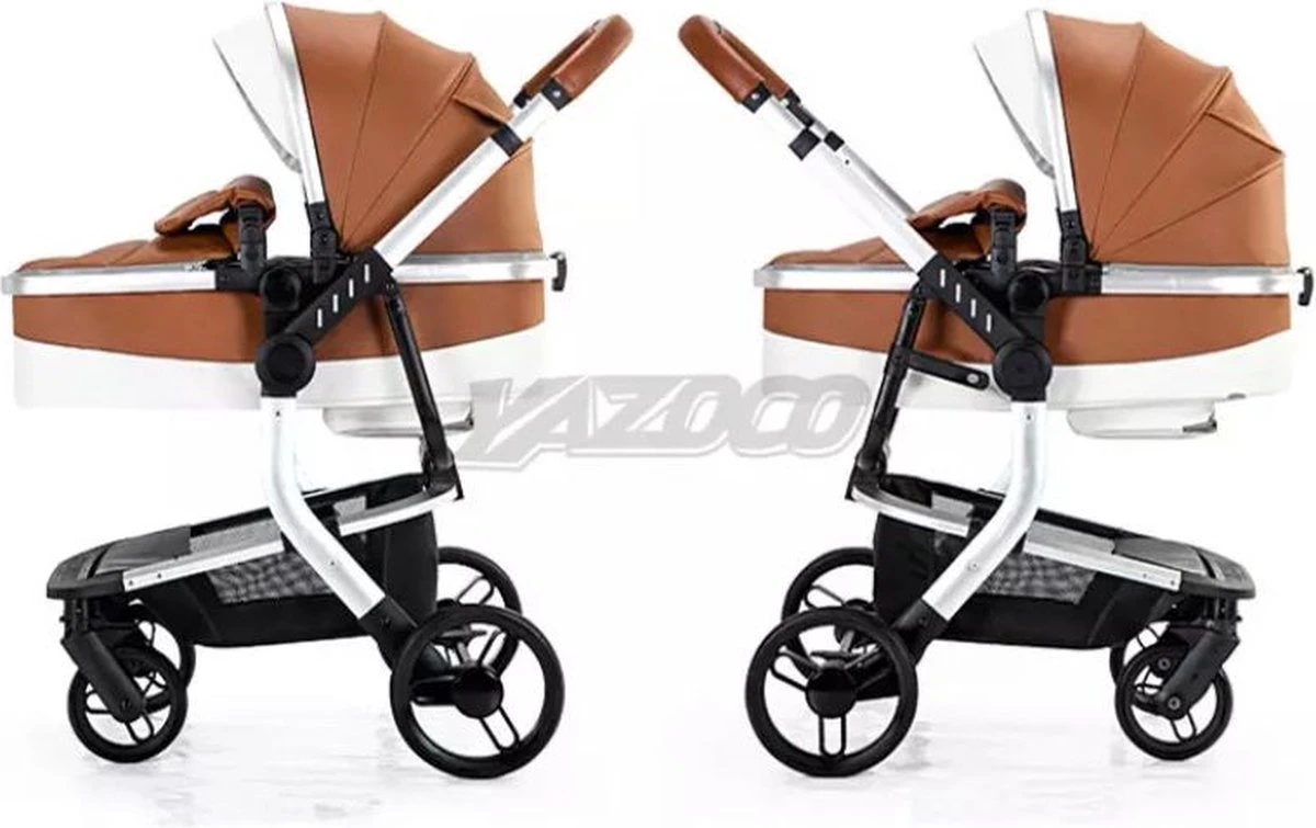 Merkloos BrightWise Luxe Kinderwagen 3 In 1 Voldoet Aan Alle Europese Veiligheidscertificaten - Wandelwagen - Kinderwagen 3-in-1 Incl Autostoel - Kinderwagen Maxi Cosi – Buggy 3 In 1 - Newborn - Leer - Grijs - Image 9